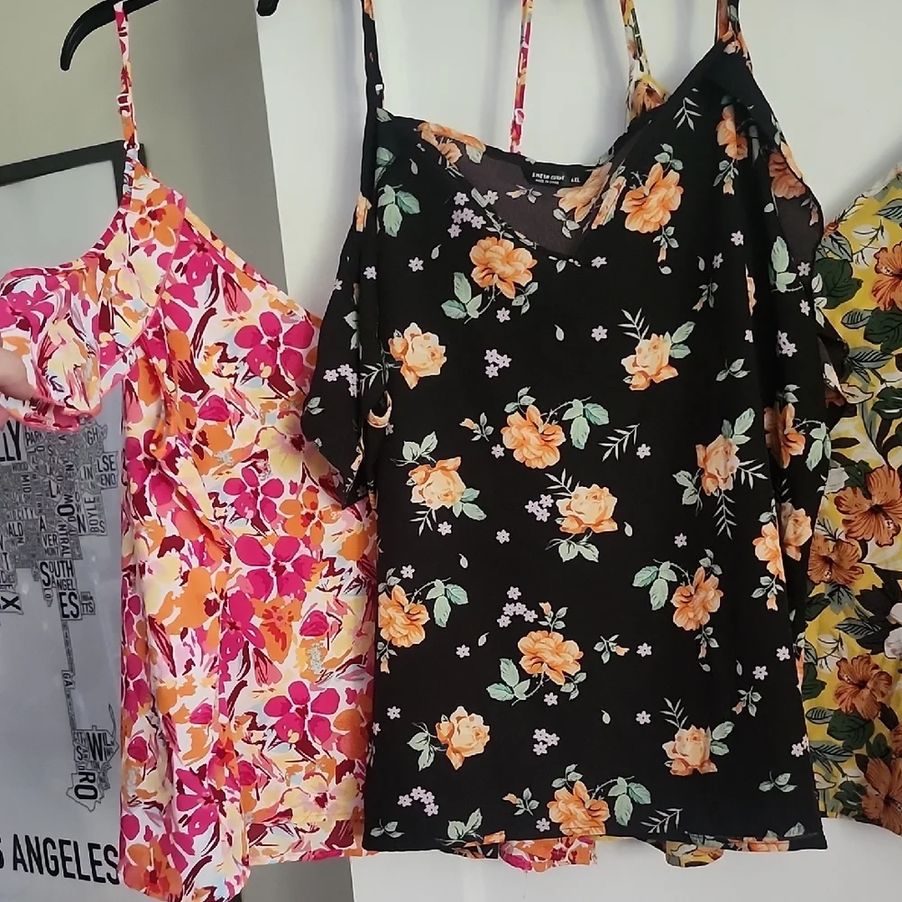 SHEIN Curve floral spaghetti strap tops with cold shoulder tops- 3 Available - Picture 3 of 13